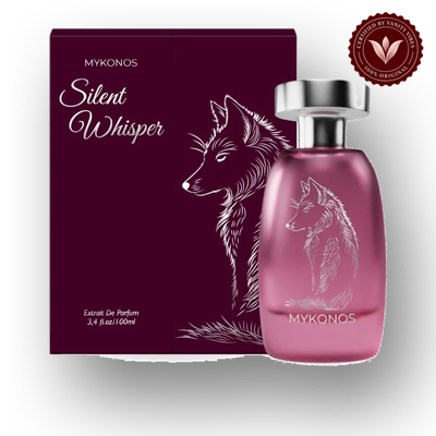 Mykonos Silent Whisper 100ml front product with box and bottle | Vanity Vibes Pakistan