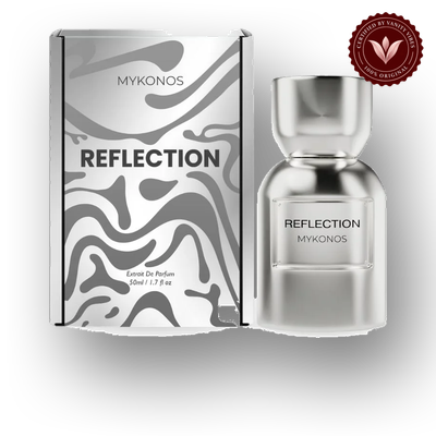 Mykonos Reflection 50ml front product with box and bottle | Vanity Vibes Pakistan