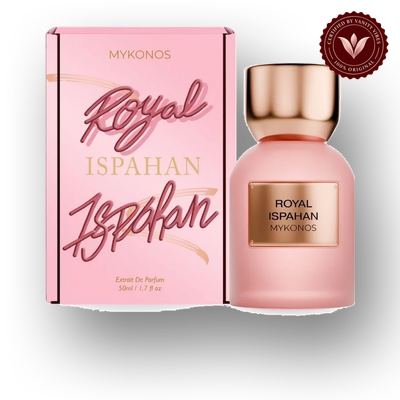 Mykonos Royal Ispahan 50ml front product with box and bottle | Vanity Vibes Pakistan