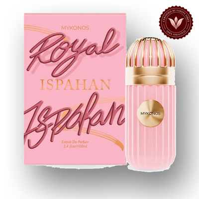 Mykonos Royal Ispahan 100ml front product with box and bottle | Vanity Vibes Pakistan