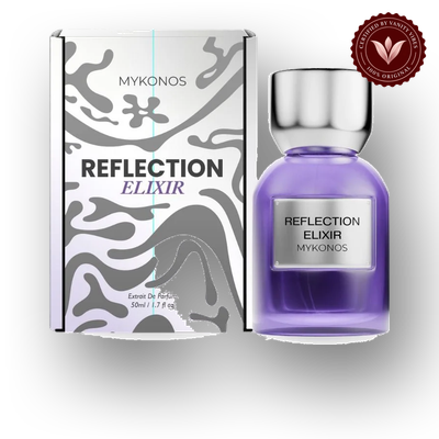 Mykonos Reflection Elixir 50ml front product with box and bottle | Vanity Vibes Pakistan