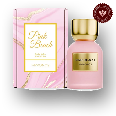 Mykonos Pink Beach 50ml front product with box and bottle | Vanity Vibes Pakistan