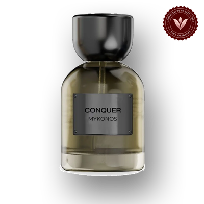 Mykonos Conquer 100ml bottle view | Vanity Vibes Pakistan