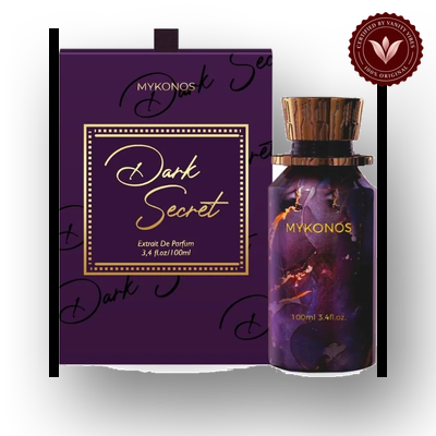Mykonos Dark Secret 100ml bottle and box | Vanity Vibes Pakistan