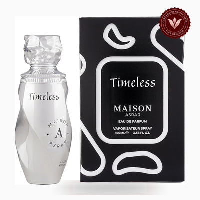 Maison Asrar Timeless 100ml perfume bottle and box | Vanity Vibes Pakistan