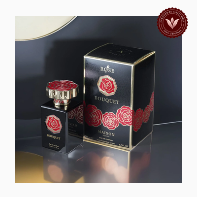 Maison Asrar Rosé Bouquet 100ml perfume bottle and box | Vanity Vibes Pakistan