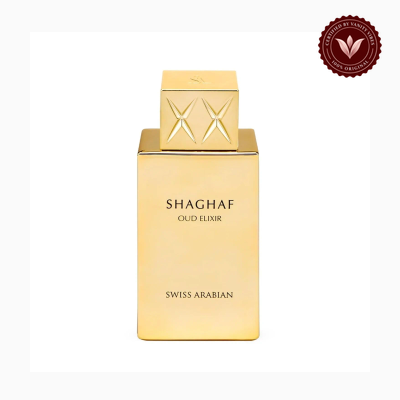 Swiss Arabian Shaghaf Oud Elixir 75ml perfume package and bottle | Vanity Vibes Pakistan
