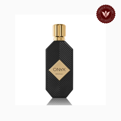 KHADLAJ Onyx Gold 100ml perfume bottle view | Vanity Vibes Pakistan