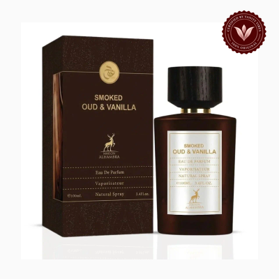 Maison Alhambra Smoked Oud and Vanilla 100ml perfume package and bottle | Vanity Vibes Pakistan