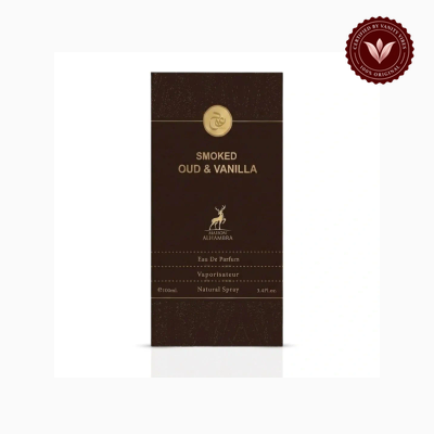 Maison Alhambra Smoked Oud and Vanilla 100ml perfume bottle view | Vanity Vibes Pakistan