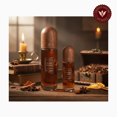 Ibrahim Al Qurashi Vintage Tobacco 100ml + 10ml perfume gift set alternate set view | Vanity Vibes Pakistan