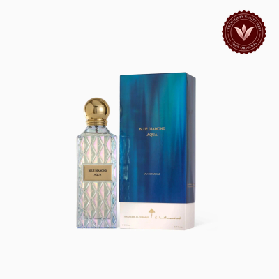 Ibrahim Al Qurashi Blue Diamond Aqua 200ml perfume package and bottle | Vanity Vibes Pakistan