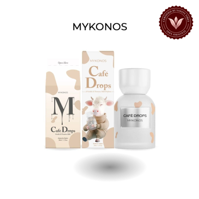 Mykonos Cafe Drops 50ml bottle and box | Vanity Vibes Pakistan