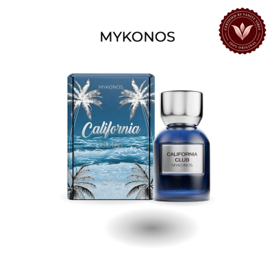 Mykonos California Club 50ml bottle and box | Vanity Vibes Pakistan
