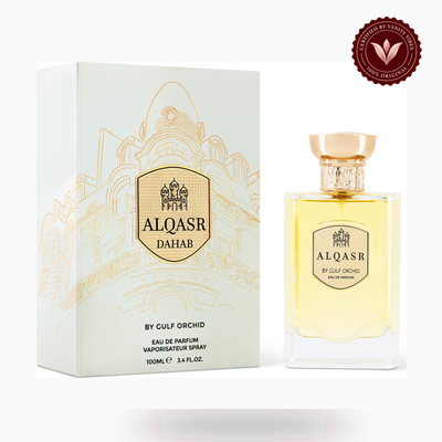 Gulf Orchid AL QASR DAHAB box and bottle photo | Vanity Vibes Pakistan