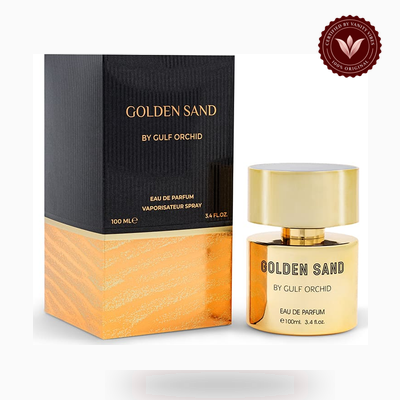 Gulf Orchid GOLDEN SAND box and bottle photo | Vanity Vibes Pakistan