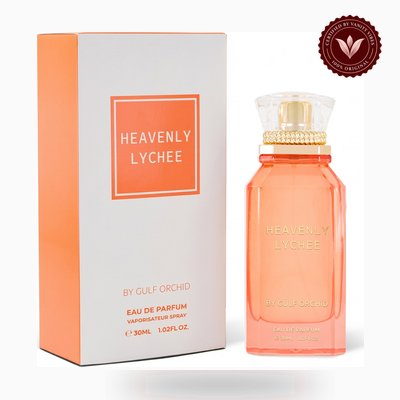Gulf Orchid HEAVENLY LYCHEE box and bottle photo | Vanity Vibes Pakistan