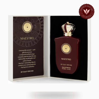 Gulf Orchid Maestro 100ml box and bottle photo | Vanity Vibes Pakistan