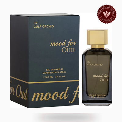 Gulf Orchid Mood for Oud 100ml box and bottle photo | Vanity Vibes Pakistan
