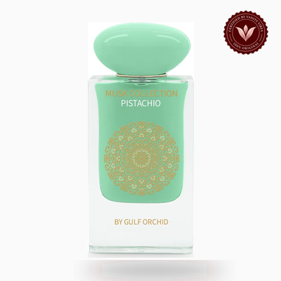 Gulf Orchid Pistachio Musk box and bottle photo | Vanity Vibes Pakistan