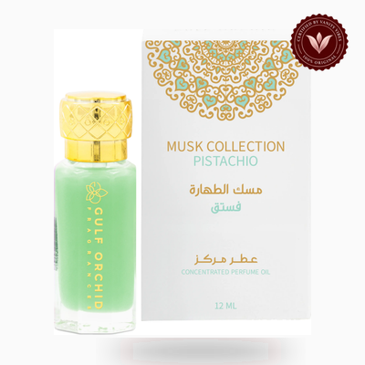 Gulf Orchid Pistachio Musk Tahara box and bottle photo | Vanity Vibes Pakistan