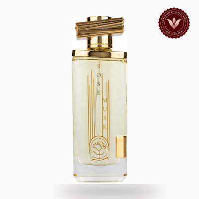 Maison Asrar Rose Musk box and bottle photo | Vanity Vibes Pakistan