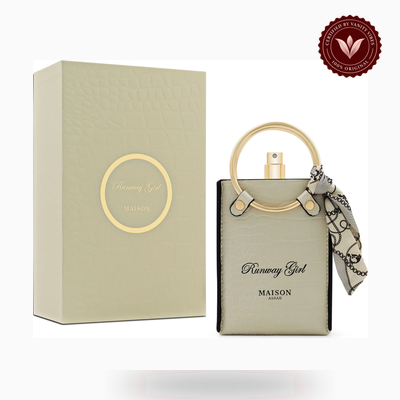 Maison Asrar Runway Girl box and bottle photo | Vanity Vibes Pakistan