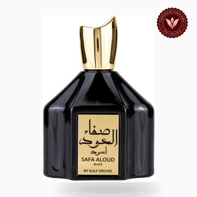 Gulf Orchid Safa Aloud Black box and bottle photo | Vanity Vibes Pakistan