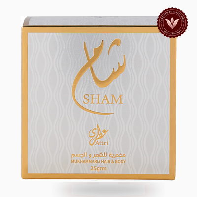 ATTRI Sham Mukhammaria box and product photo | Vanity Vibes Pakistan