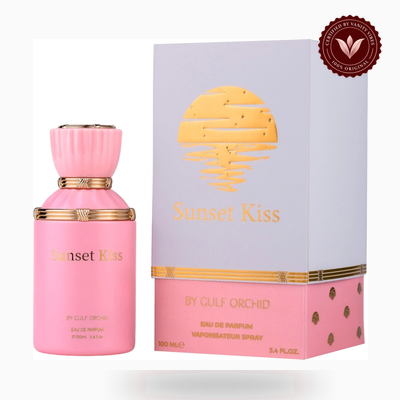 Gulf Orchid Gulf Orchid SUNSET KISS box and bottle or set view | Vanity Vibes Pakistan