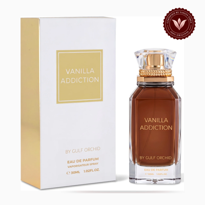 Gulf Orchid Vanilla Addiction box and bottle | Vanity Vibes Pakistan