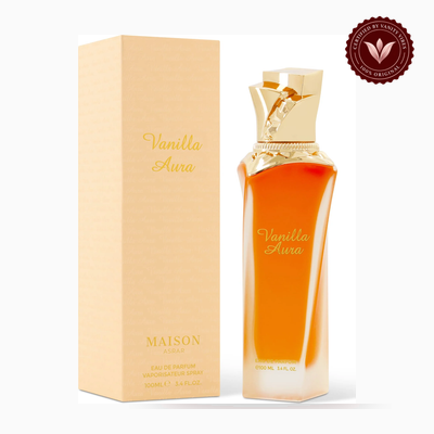 Maison Asrar Vanilla Aura box and bottle | Vanity Vibes Pakistan