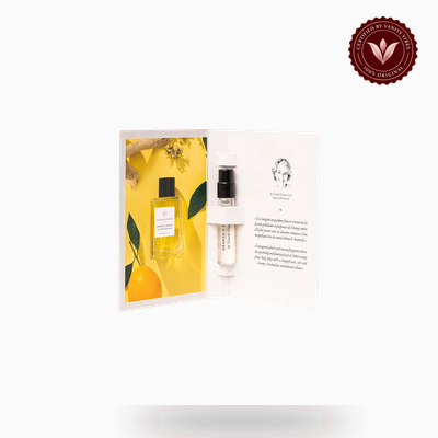 Essential Parfums Orange X Santal 2ml perfume official sample vial and card view | Vanity Vibes Pakistan