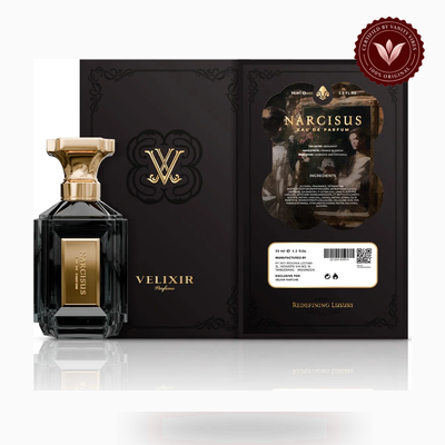 Velixir Parfums Narcisus 100ml perfume box and bottle | Vanity Vibes Pakistan