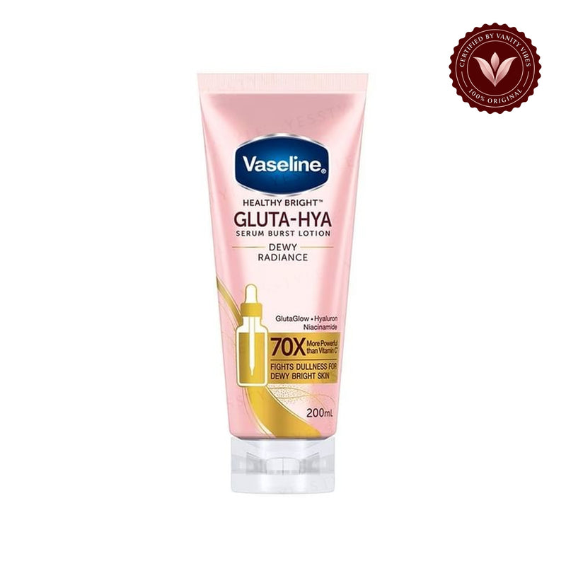 Vaseline Healthy Bright Gluta-Hya Dewy Radiance Lotion 200ml | Serum Burst for Bright Skin — centered front product image