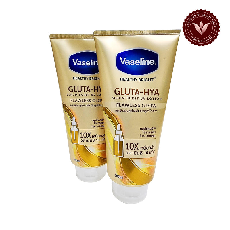 Vaseline Gluta - Hya Flawless Glow Serum Burst UV Body Lotion Size 300ml (Pack of 2) — centered front product image