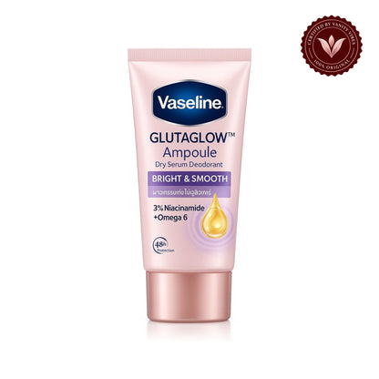 Vaseline GlutaGlow Ampoule Dry Serum Deodorant Bright & Smooth 3% Niacinamide + Omega 6 45ml — centered front product image