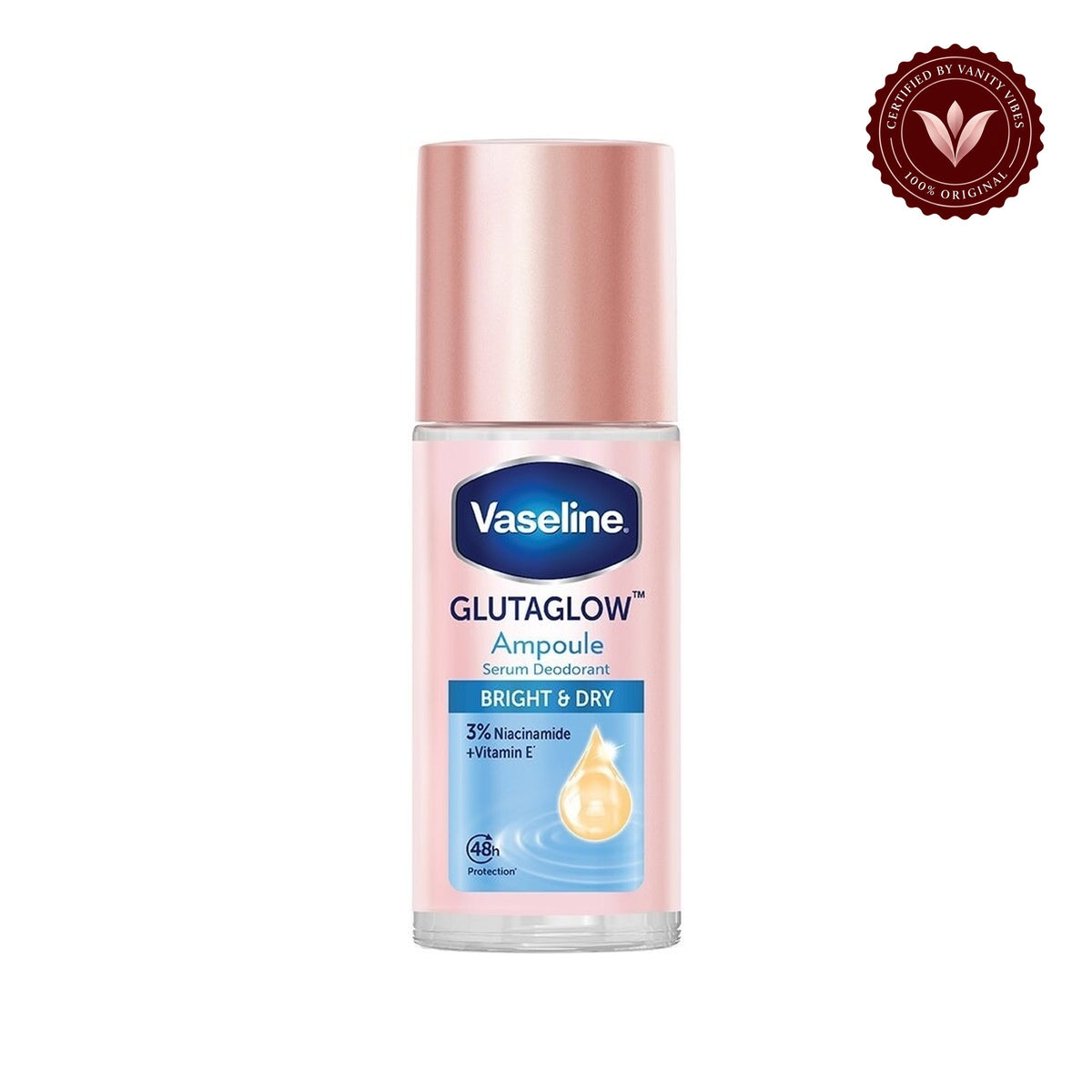 Vaseline Glutaglow Ampoule Serum Deodorant Bright & Dry 48h Protection 45ml — centered front product image
