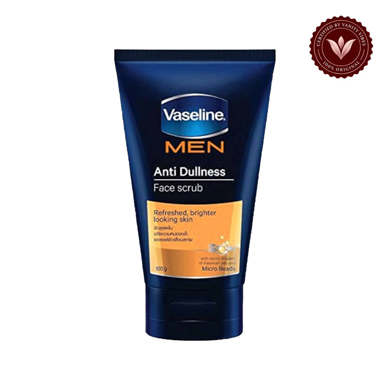 Vaseline Men Anti-Dullness Face Scrub 100g - Refreshes Skin & Promotes Brighter-Looking Complexion — centered front product image