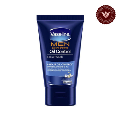 Vaseline Men Extra Power Oil Control Face Wash 100g - Controls Excess Oil & Deep Cleanses Skin — centered front product image