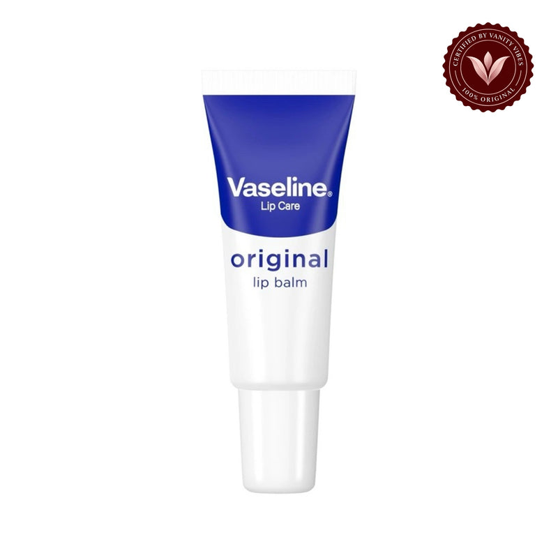 Vaseline Original Lip Balm 10g - Hydrating Lip Care Balm for Soft Smooth Lips, Daily Moisture Protection, Dry Lip Care & Long Lasting Nourishment — centered front product image