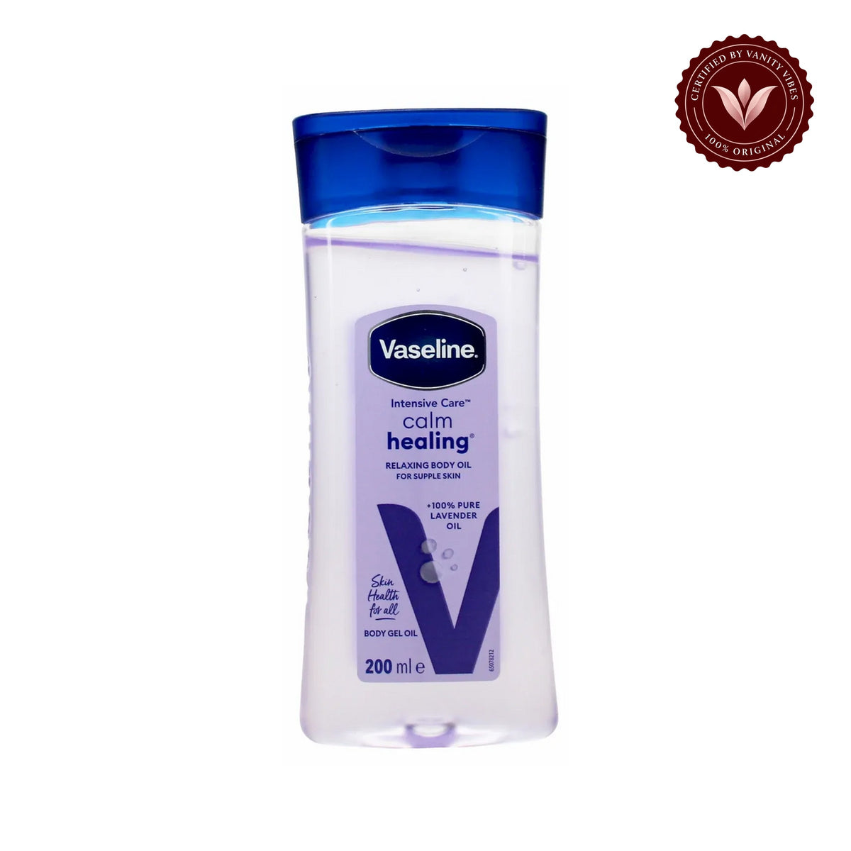 Vaseline Intensive Care Calm Healing Body Oil 200ml - Nourishing Body Oil for Soft Supple Skin, Deep Moisture Care, Smooth Skin Feel & Relaxing Daily Hydration — centered front product image