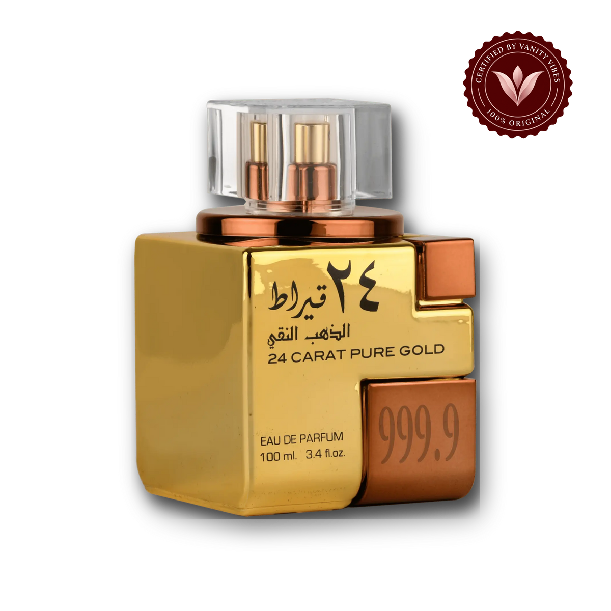 Lattafa 24 Carat Pure Gold Perfume-100 Ml - front view - Vanity Vibes