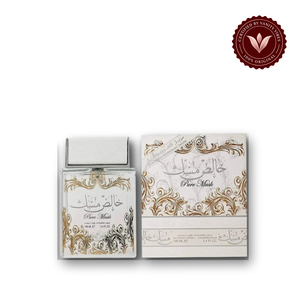 Lattafa Khalis Musk Pure Musk White Eau de Parfum 100 ml For Men And Women — box, Vanity Vibes