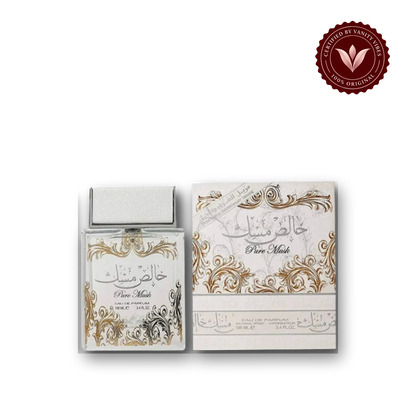Lattafa Khalis Musk Pure Musk White Eau de Parfum 100 ml For Men And Women — box, Vanity Vibes