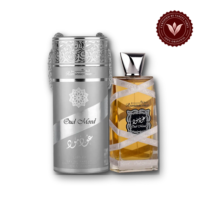 Lattafa Oud Mood Silver Reminiscence EDP 100ML for men — box, Vanity Vibes