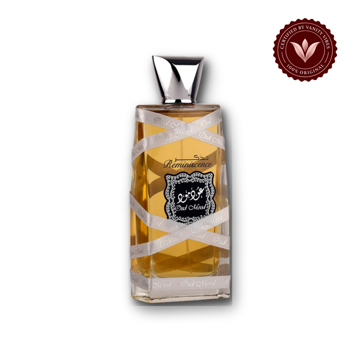 Lattafa Oud Mood Silver Reminiscence EDP 100ML for men — front, Vanity Vibes