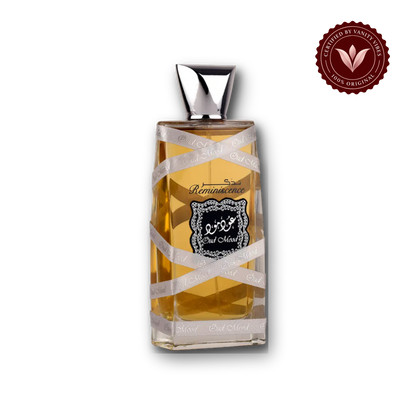 Lattafa Oud Mood Silver Reminiscence EDP 100ML for men — front, Vanity Vibes