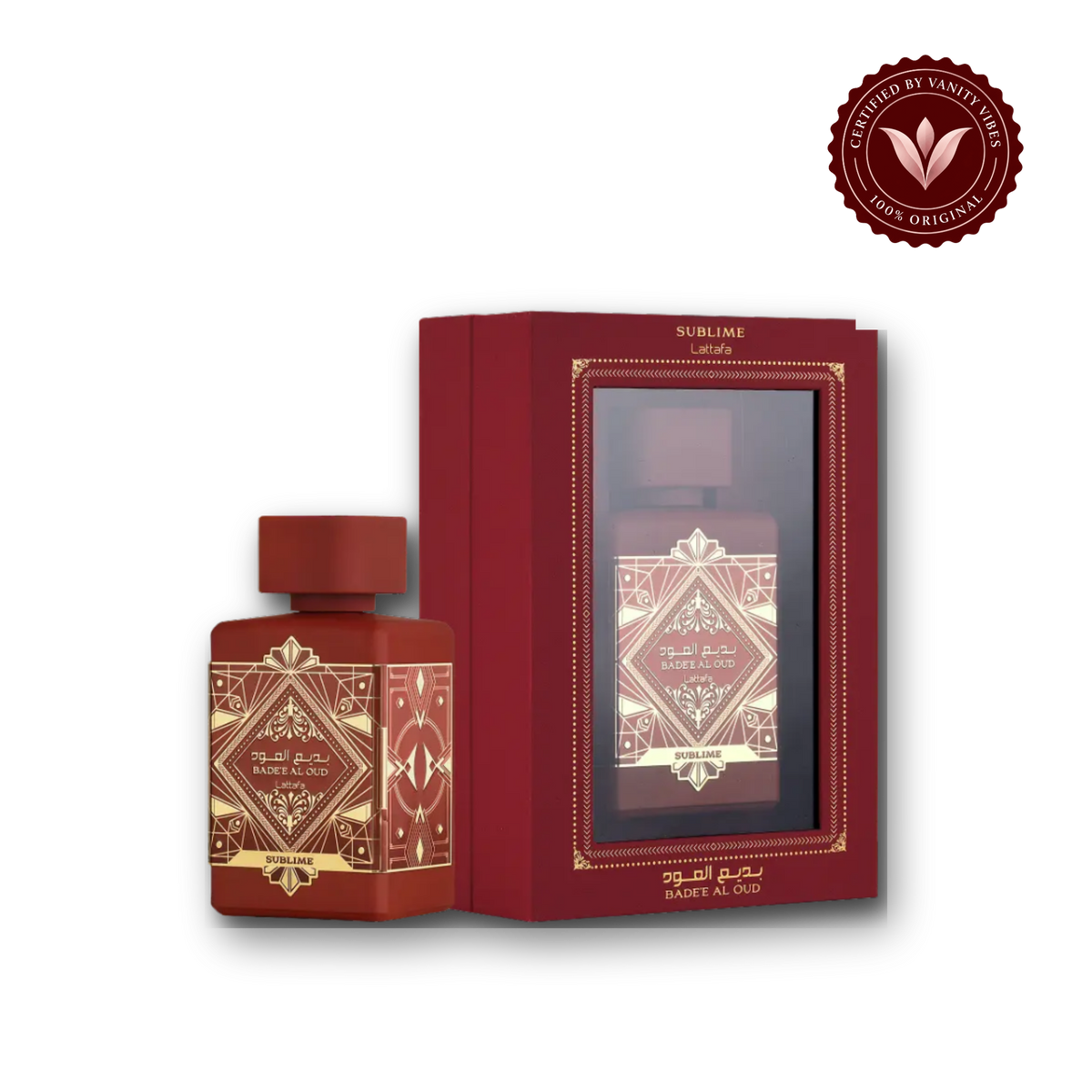 Lattafa Badee Al Oud Sublime Red Eau De Parfum Spray For Women And Men 100ml — box, Vanity Vibes