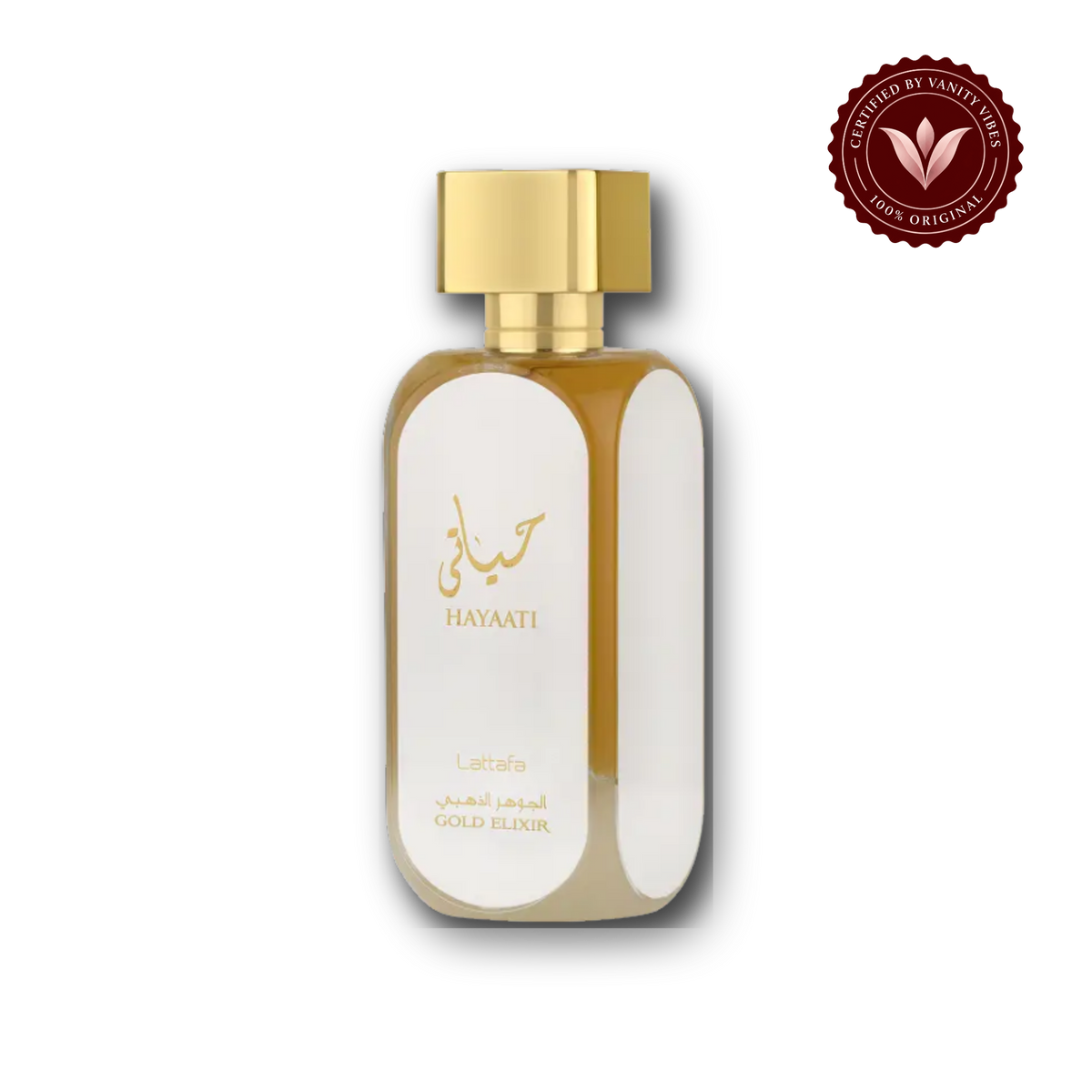 Lattafa Hayaati White Gold Elixir EDP 100ml - Long Lasting Unisex Perfume for Men & Women — front, Vanity Vibes